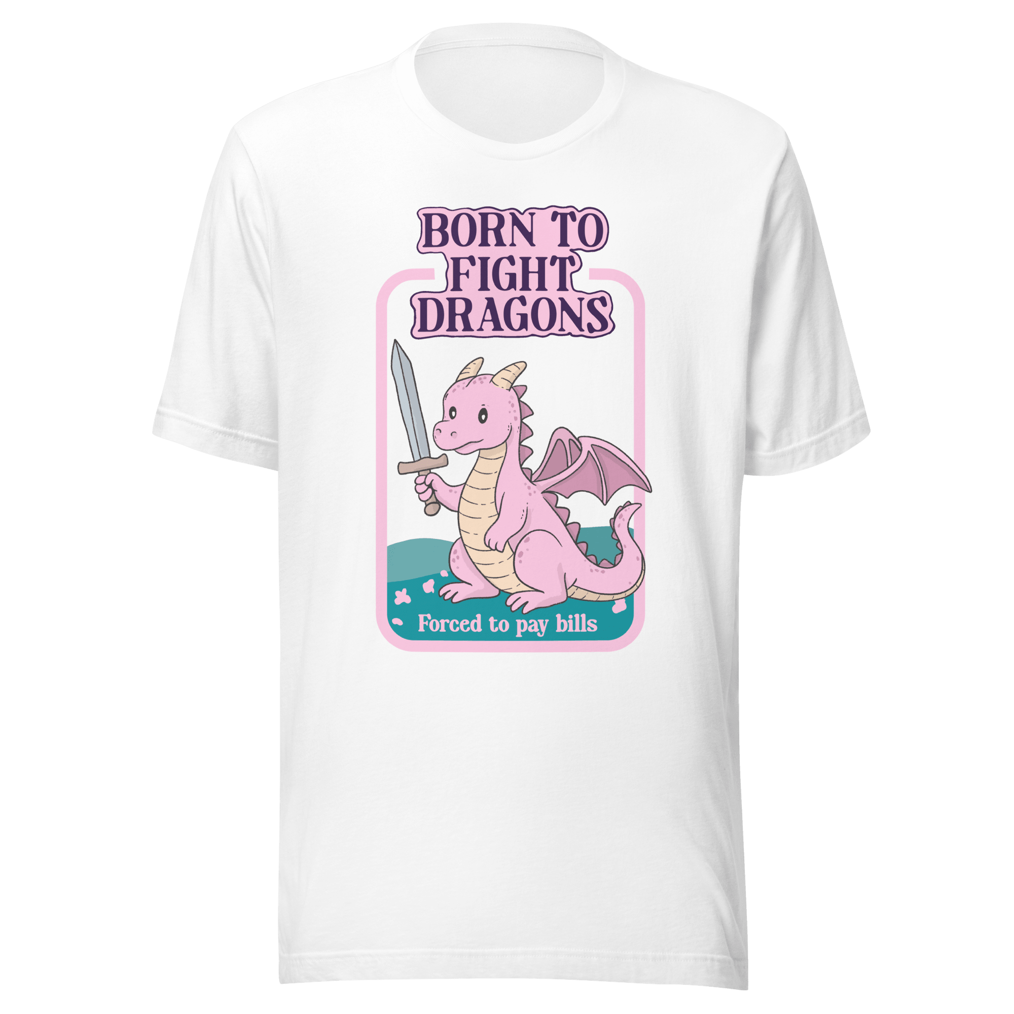 Born To Fight Dragons Funny Adulting T-Shirt | Cute Pastel Dragon Tee - Jess.a.creates