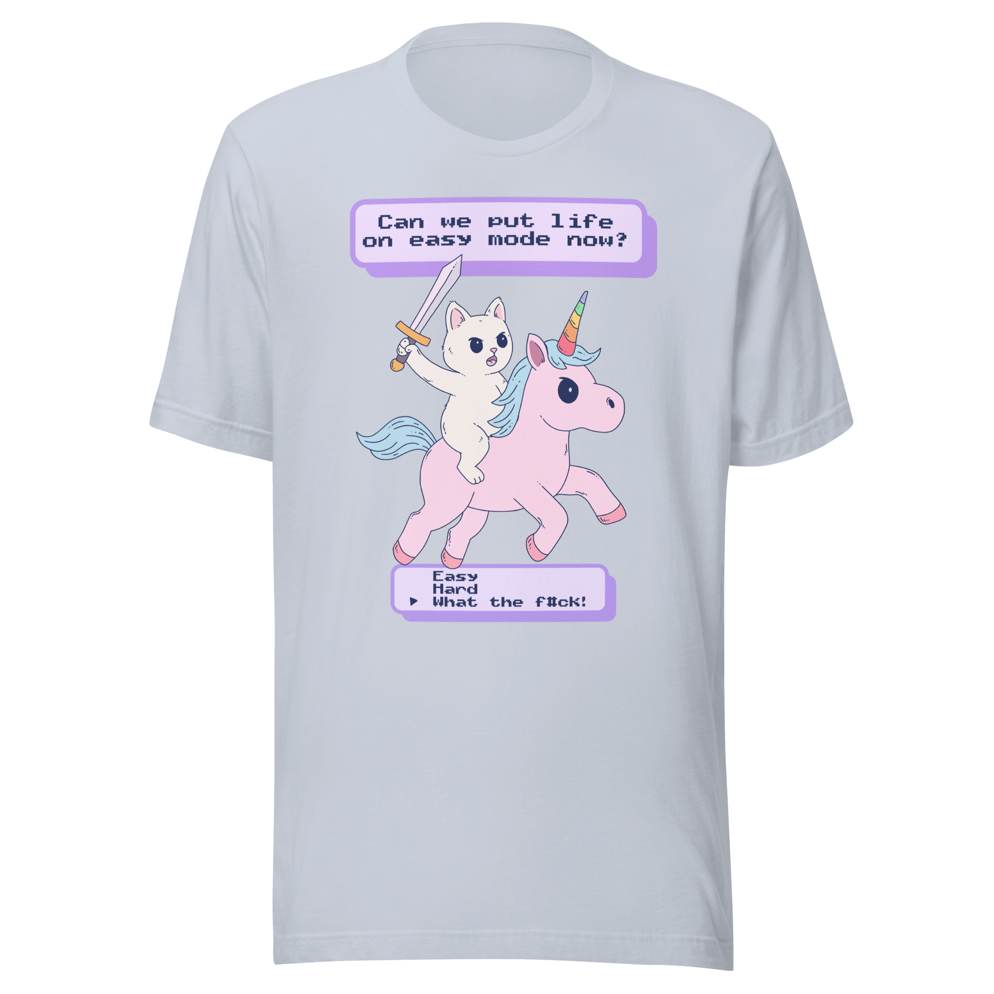 Can We Put Life on Easy Mode Funny Cat Unicorn T-Shirt - Jess.a.creates