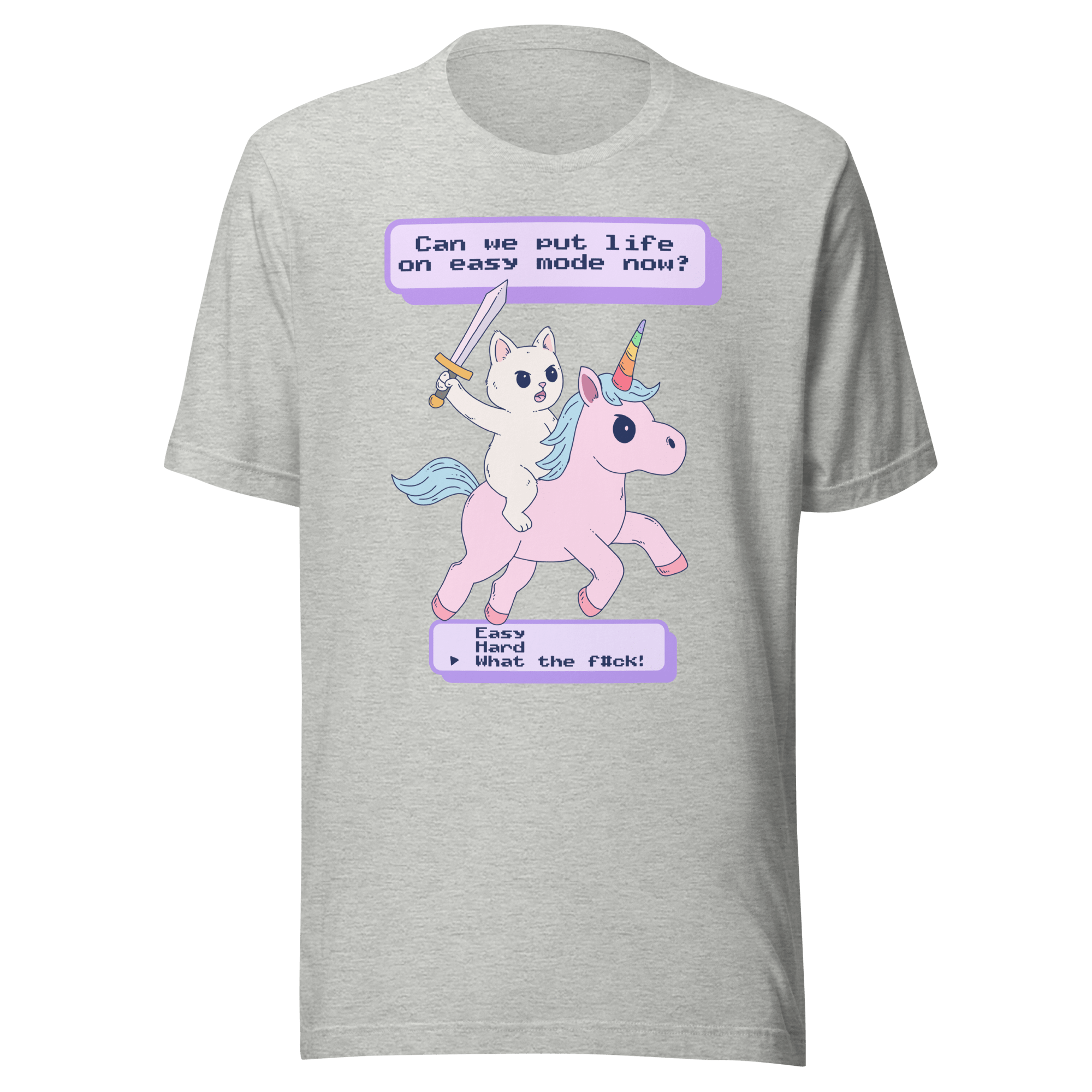 Can We Put Life on Easy Mode Funny Cat Unicorn T-Shirt - Jess.a.creates