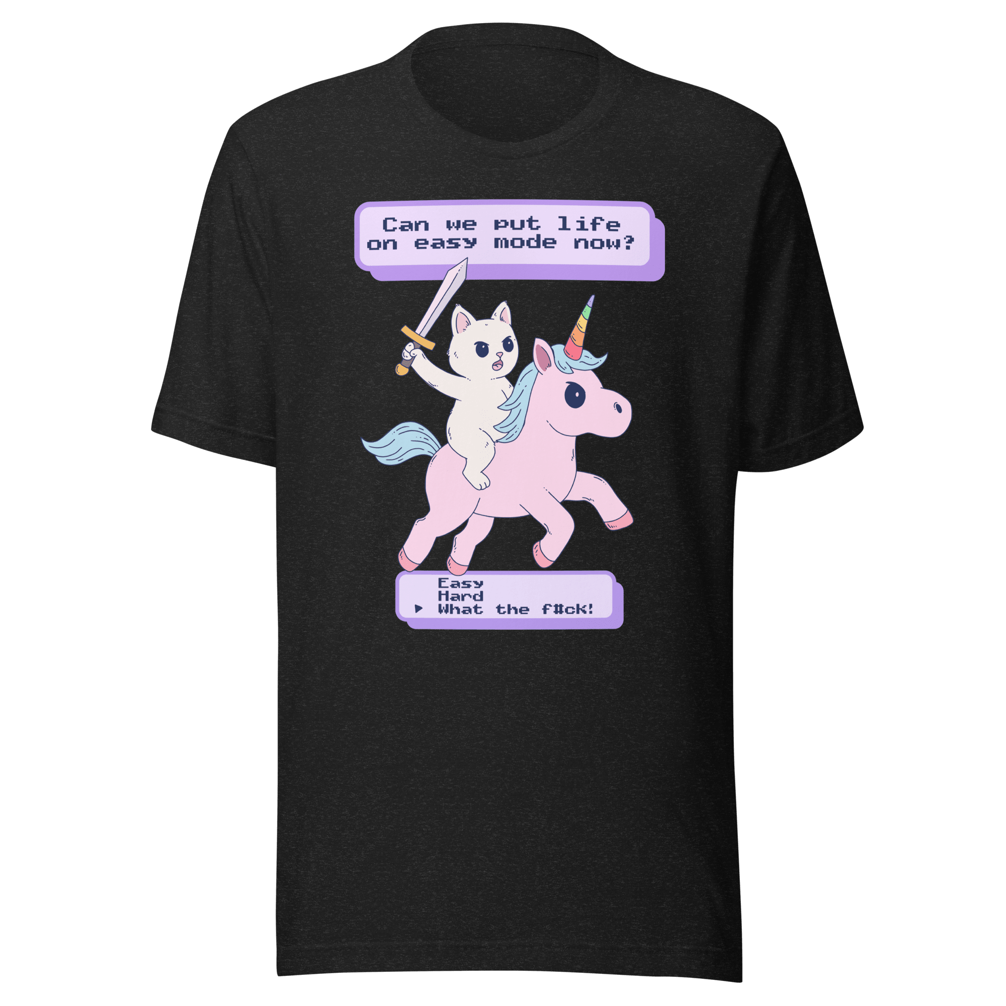 Can We Put Life on Easy Mode Funny Cat Unicorn T-Shirt - Jess.a.creates