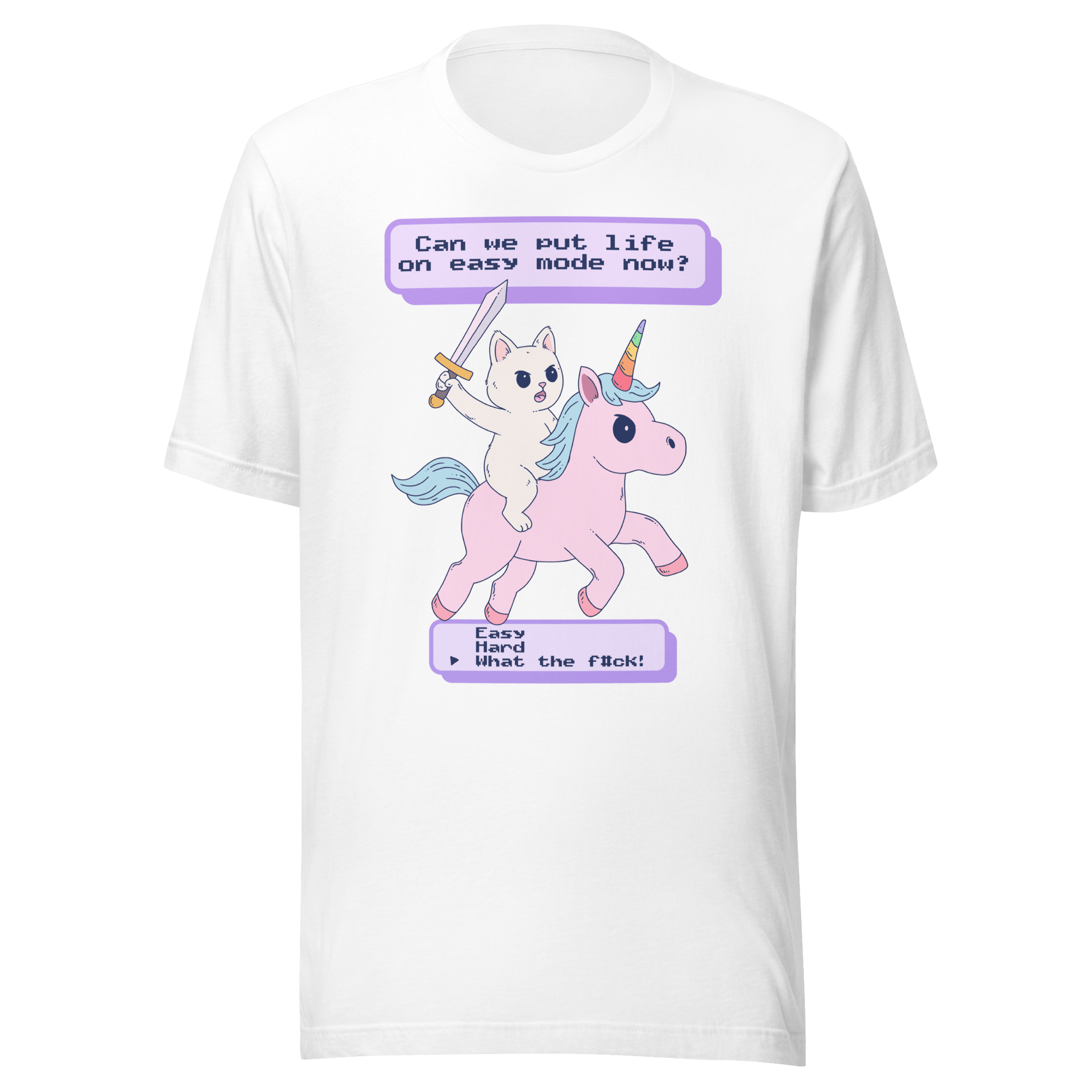 Can We Put Life on Easy Mode Funny Cat Unicorn T-Shirt - Jess.a.creates