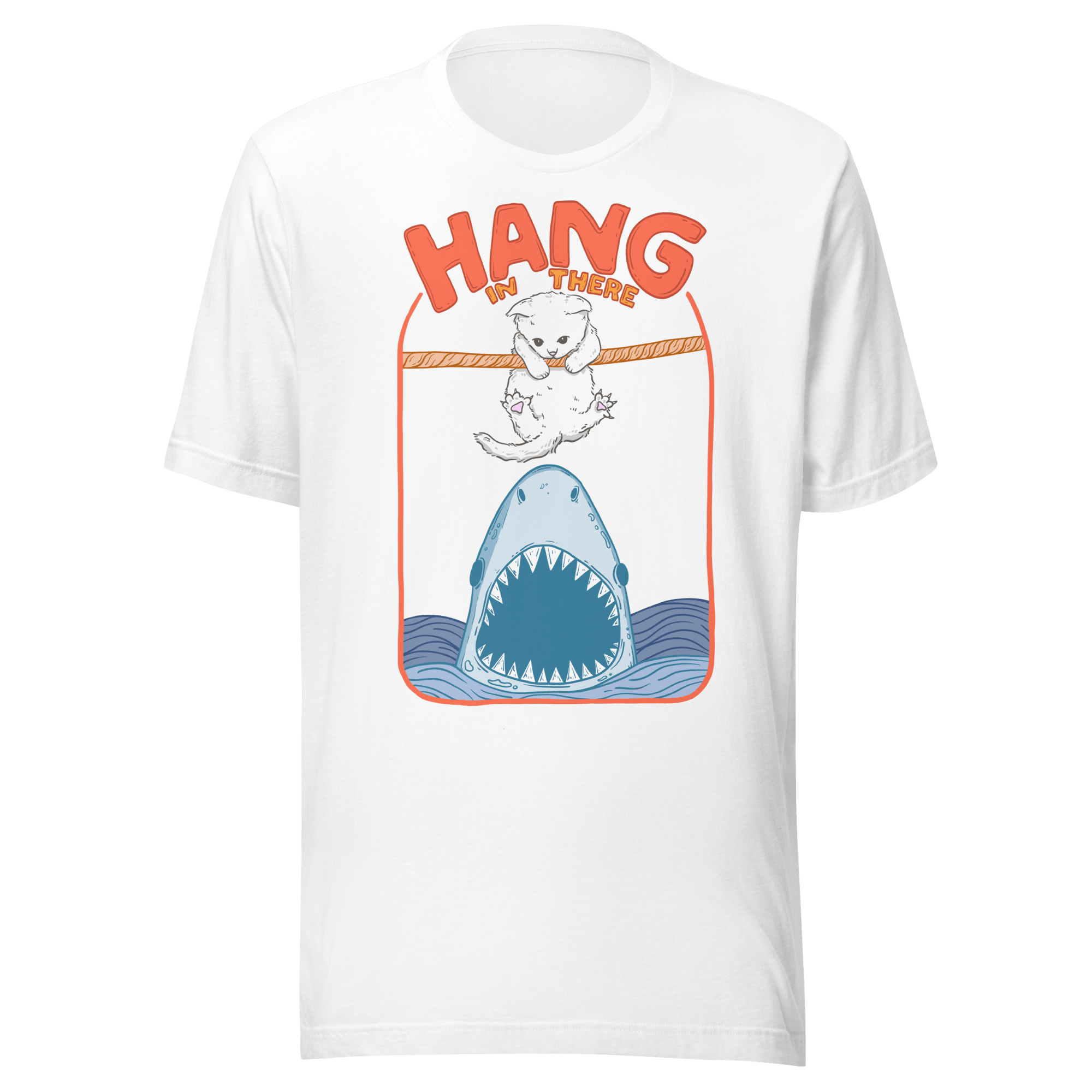 Hang In There Cat Shark Funny Motivational T-Shirt - Jess.a.creates