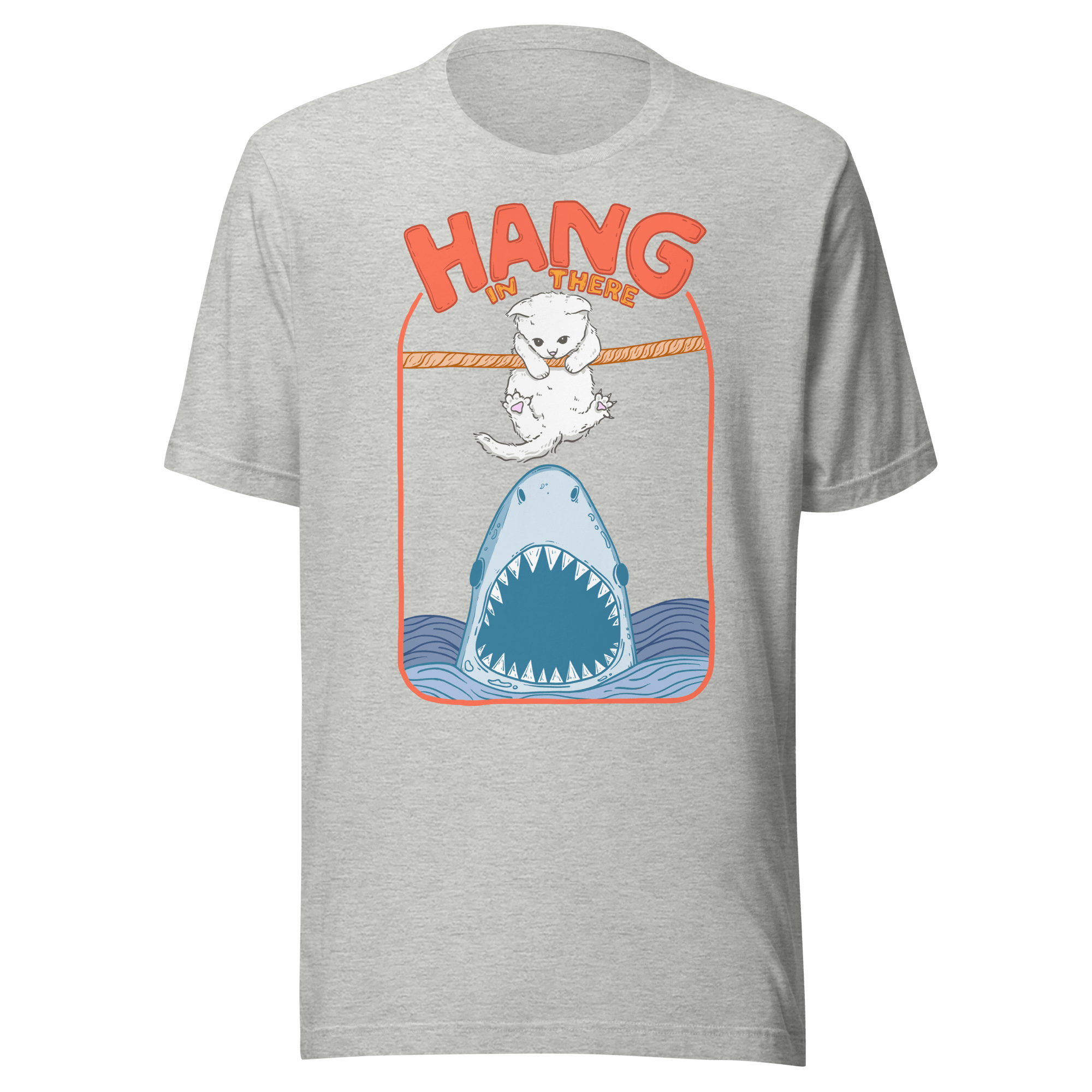 Hang In There Cat Shark Funny Motivational T-Shirt - Jess.a.creates