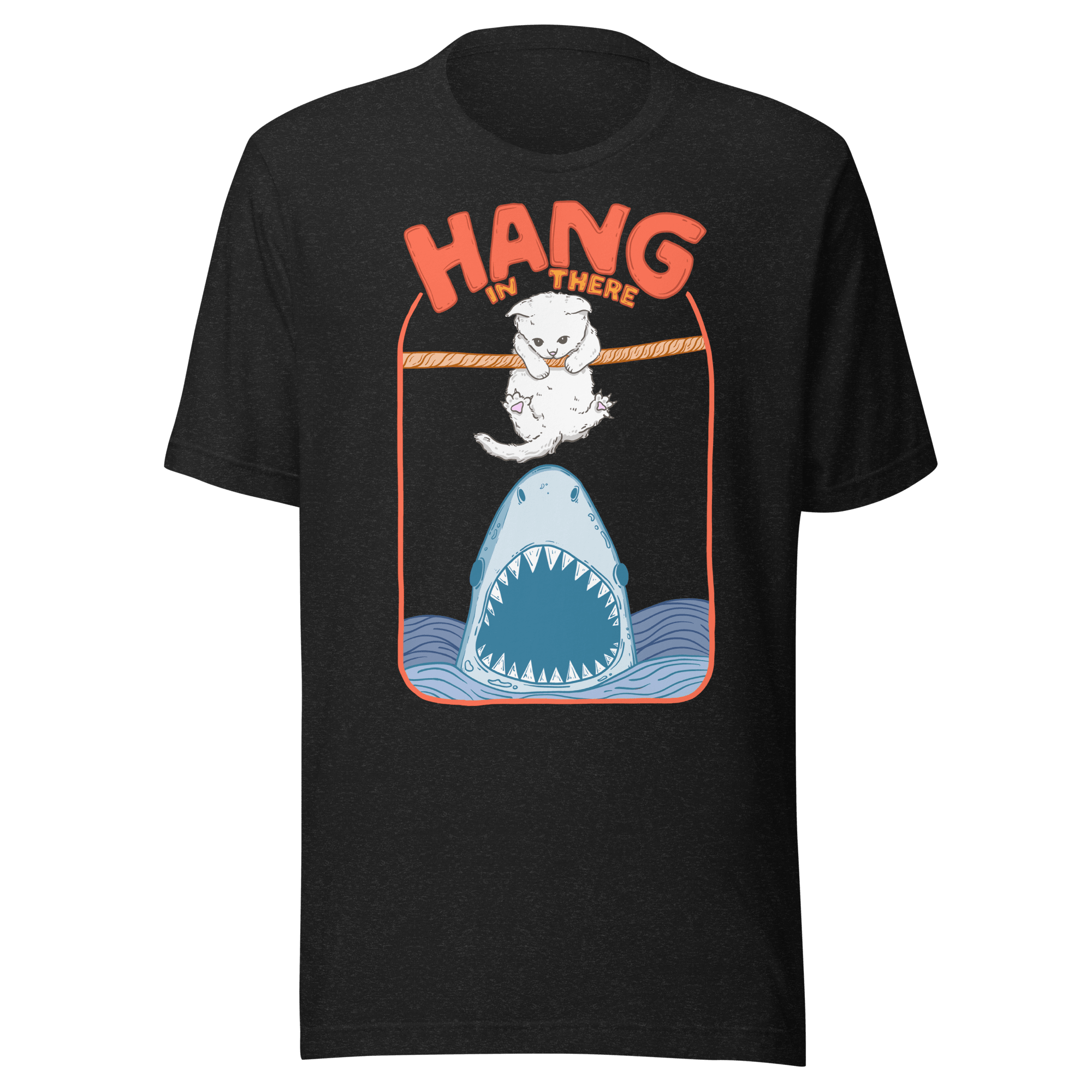 Hang In There Cat Shark Funny Motivational T-Shirt - Jess.a.creates
