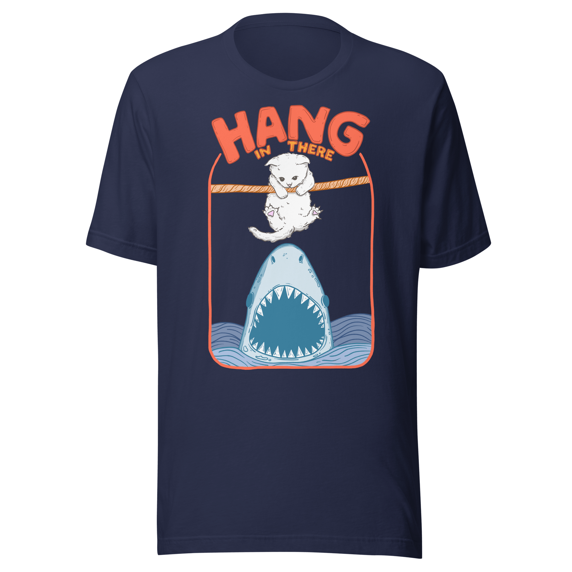 Hang In There Cat Shark Funny Motivational T-Shirt - Jess.a.creates