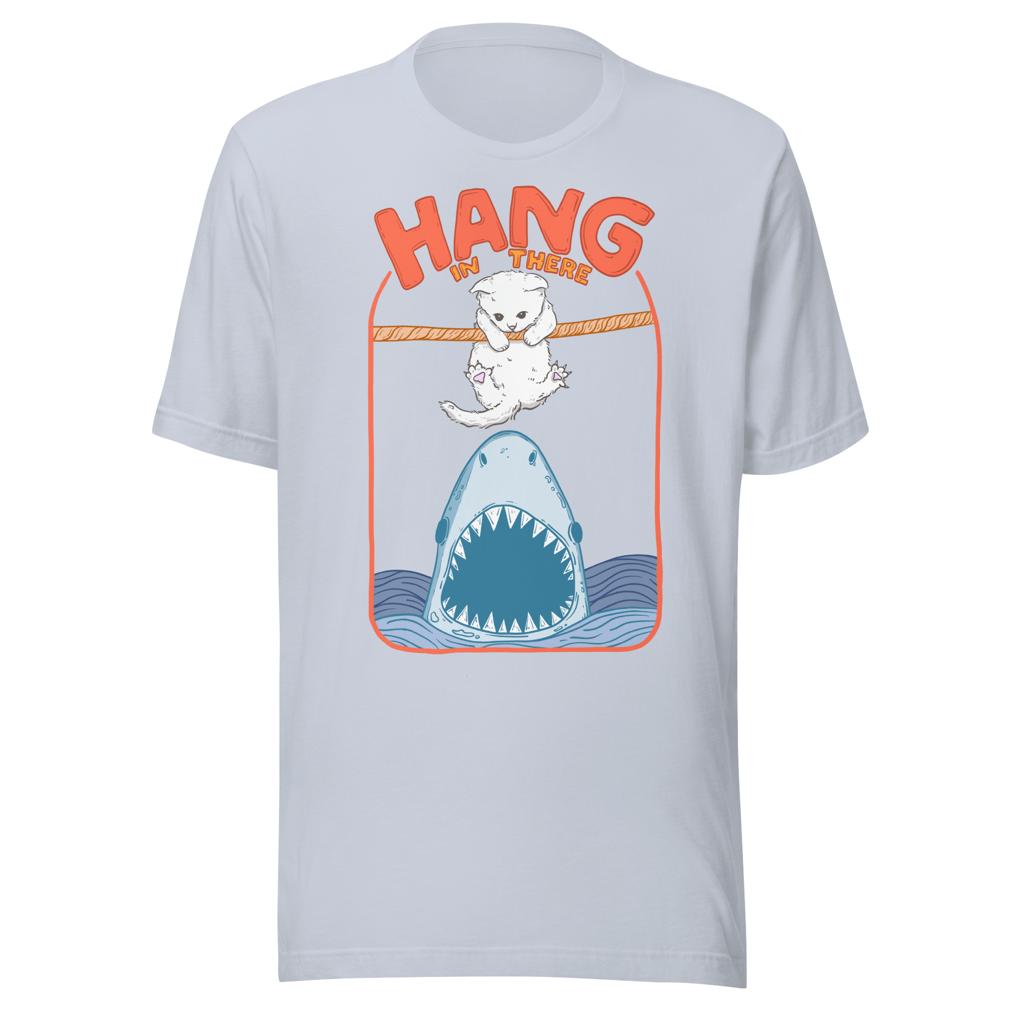 Hang In There Cat Shark Funny Motivational T-Shirt - Jess.a.creates